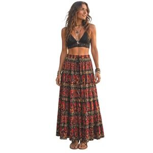 Tiered Boho Maxi Skirt Size Medium Festival Peasant Indie Southwest Hippie Beach